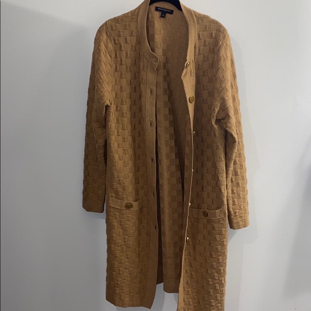 long Cognac Banana Republic Knit Cardigan